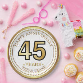 Elegante Goldpapierplatte mit bearbeitbarem Text Pappteller (Party)