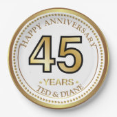 Elegante Goldpapierplatte mit bearbeitbarem Text Pappteller (Vorderseite)