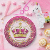 Elegante Goldperlen machen Ihre eigene rosa Krone Pappteller (Party)