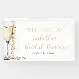 Elegante Goldperlen und Prosecco-Brautjungfernpart Banner