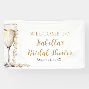 Elegante Goldperlen und Prosecco-Brautjunggesellin Banner