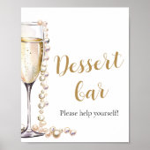 Elegante Goldperlen und Prosecco Dessert Bar Sign Poster (Vorne)
