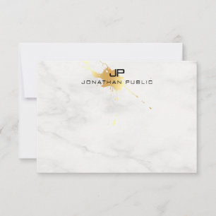 Elegante Goldplash-Vorlage aus weißem Marmor Mitteilungskarte