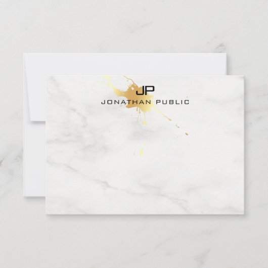 Elegante Goldplash-Vorlage aus weißem Marmor Mitteilungskarte (Vorderseite)