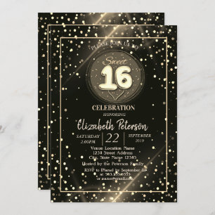 Elegante Goldpolka-Dots, Sweet 16 Party Einladung