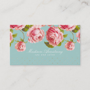 Elegante Goldpunkte u. rosa Rosen kundenspezifisch Visitenkarte