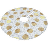 Elegante Goldpunkte und Pinselstriche Polyester Weihnachtsbaumdecke (Schrägansicht)