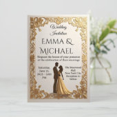 Elegante Goldrahmen-Einladung Einladung (Stehend Vorderseite)