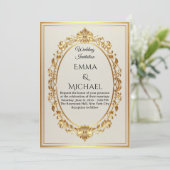 Elegante Goldrahmen-Einladung Einladung (Stehend Vorderseite)