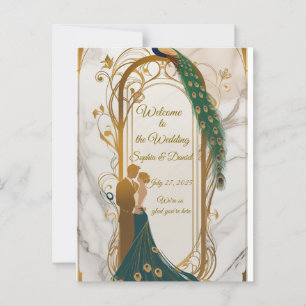 Elegante Goldrahmen-Einladung Postkarte