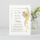 Elegante Goldrahmen-Hochzeit Einladung (Stehend Vorderseite)