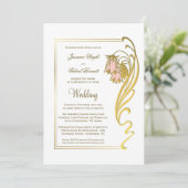 Elegante Goldrahmen-Hochzeit Einladung (Stehend Vorderseite)