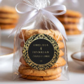 Elegante Goldrahmen-Hochzeit Runder Aufkleber