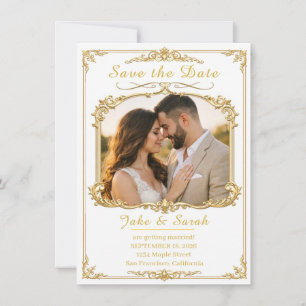 Elegante Goldrahmen Hochzeit Save the Date Fotokar