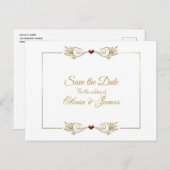 Elegante Goldrahmen-Hochzeit speichern Sie das Dat Ankündigungspostkarte (Vorne/Hinten)
