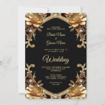 Elegante Goldrahmen-Hochzeitseinladung