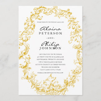 Elegante Goldrahmen-Hochzeitseinladungsvorlage Einladung