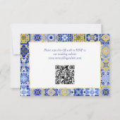 Elegante Goldrahmen Italian Blue Tile Lemon Weddin RSVP Karte (Rückseite)