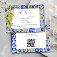 Elegante Goldrahmen Italian Blue Tile Lemon Weddin
