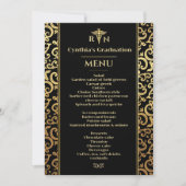 Elegante Goldrahmen Medical Abschluss Dinner Menu Einladung (Vorderseite)