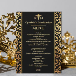 Elegante Goldrahmen Medical Abschluss Dinner Menu Einladung