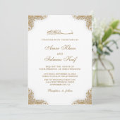 Elegante Goldrahmen muslime Hochzeit Einladung (Stehend Vorderseite)