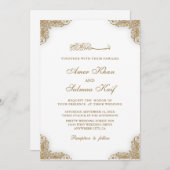 Elegante Goldrahmen muslime Hochzeit Einladung (Vorne/Hinten)