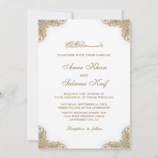 Elegante Goldrahmen muslime Hochzeit Einladung