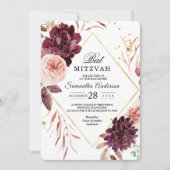 Elegante Goldrahmen Rot und Rosa Einladung (Vorderseite)