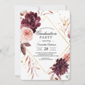 Elegante Goldrahmen Rot und Rosa Einladung (Vorderseite)