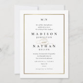 Elegante Goldrahmen Schwarz-Weiß-Hochzeit Einladung (Vorderseite)