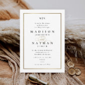 Elegante Goldrahmen Schwarz-Weiß-Hochzeit Einladung