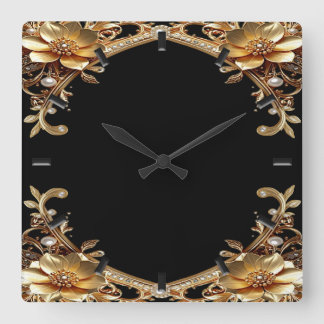 Elegante Goldrahmen-Wanduhr Quadratische Wanduhr