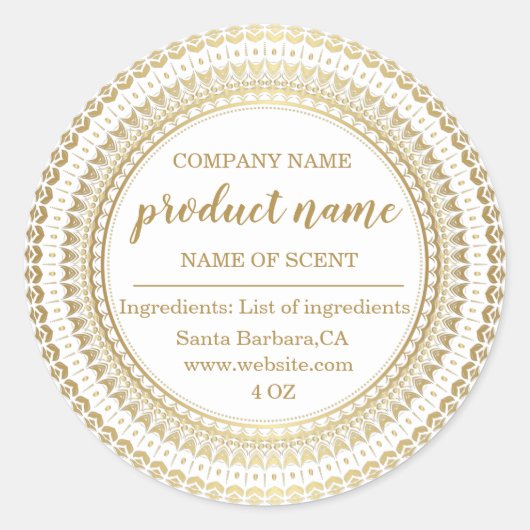 Elegante Goldrahmen-Wellness-Center-Etiketten Runder Aufkleber (Vorderseite)