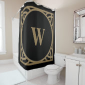 Elegante Goldrand-Monogramm Duschvorhang (Beispiel)