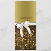 Elegante Goldribbons & festliche Glitzern Hochzeit Menükarte (Rückseite)