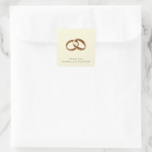 Elegante Goldringe Danke Quadratischer Aufkleber (Tasche)