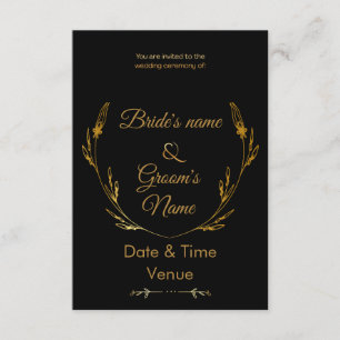 Elegante Goldringe und florale Hochzeitseinladung Einladung
