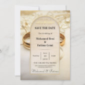 Elegante Goldrings Save the Date (Vorderseite)