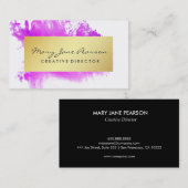 Elegante Goldrosa-AquarellBrushstrokes Visitenkarte (Vorne/Hinten)