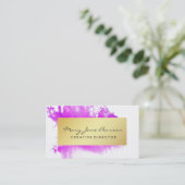 Elegante Goldrosa-AquarellBrushstrokes Visitenkarte (Stehend Vorderseite)