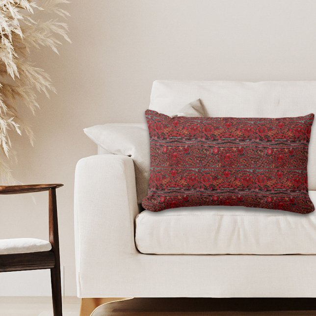 elegante Goldrubinrot-Bordeaux Lendenkissen (elegant sophisticated gold ruby red burgundy lumbar pillow)