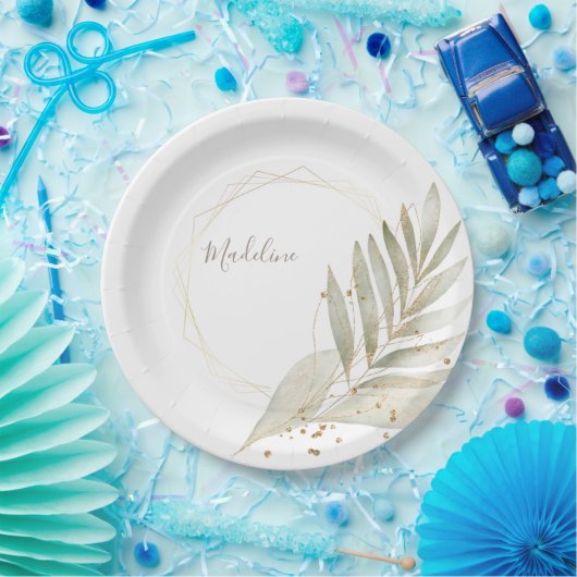 Elegante Goldschmiede und Grüne mit Individuelle N Pappteller (Party)