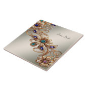 Elegante Goldschmuck-Blumen-Keramikfliese Fliese (Seite)
