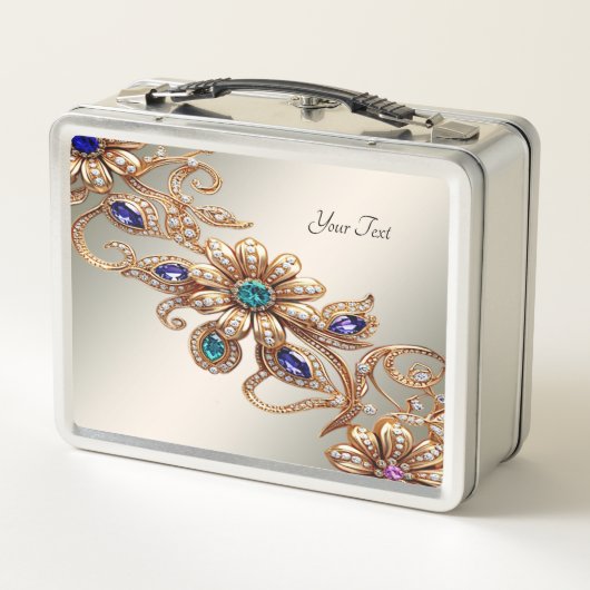 Elegante Goldschmuck-Blumen Lunchbox (Rückseite)
