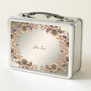 Elegante Goldschmuck-Blumen Lunchbox