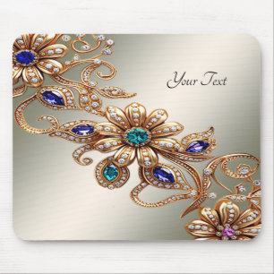 Elegante Goldschmuck-Blumen-Mauspad Mousepad