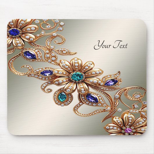 Elegante Goldschmuck-Blumen-Mauspad Mousepad (Vorne)