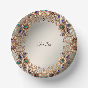 Elegante Goldschmuck Blumen Pappteller