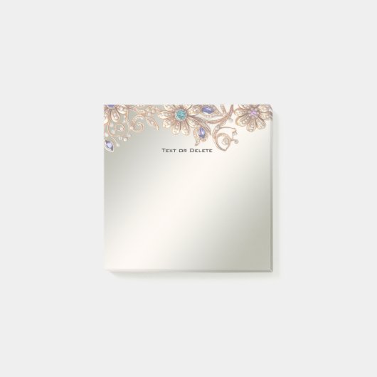 Elegante Goldschmuck-Blumen-Post-it-Notizen Post-it Klebezettel (Vorderseite)